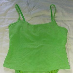 Land's End 2 pc Lime Green Dance Wear/Bathing Suit